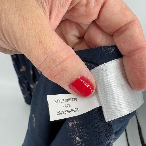 Madewell Plus Challis Floral Midi Dress Navy Boho Long Sleeve Tiered Flowy 2X - Picture 11 of 13